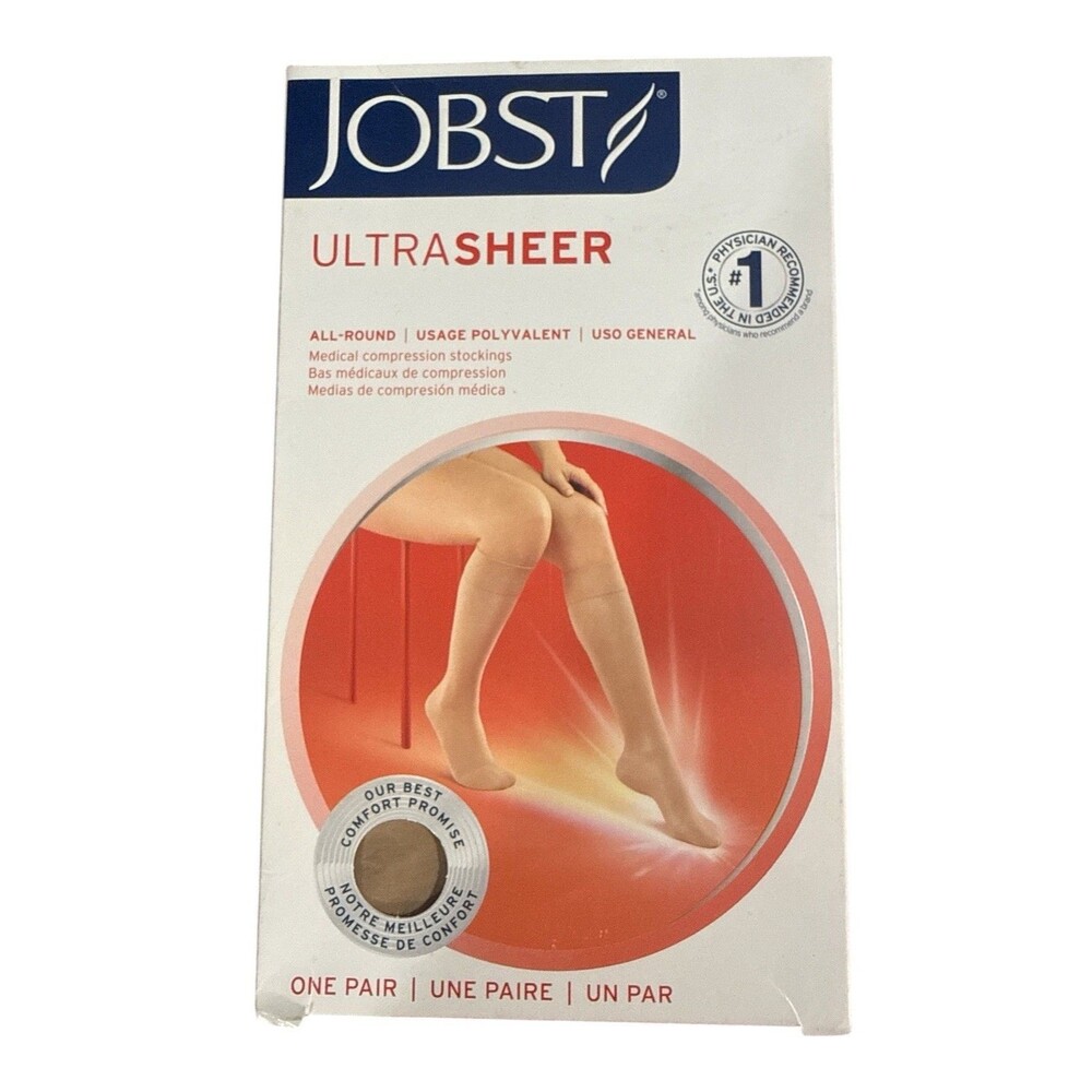 Jobst UltraSheer Knee High Compression Stockings 15-20 mmHg M Regular Natural